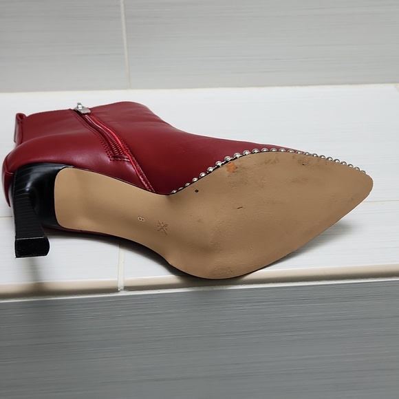 BCBGeneration Beya Leather Ankle Boots with Studded Detail in Rhubarb Color - Picture 4 of 6